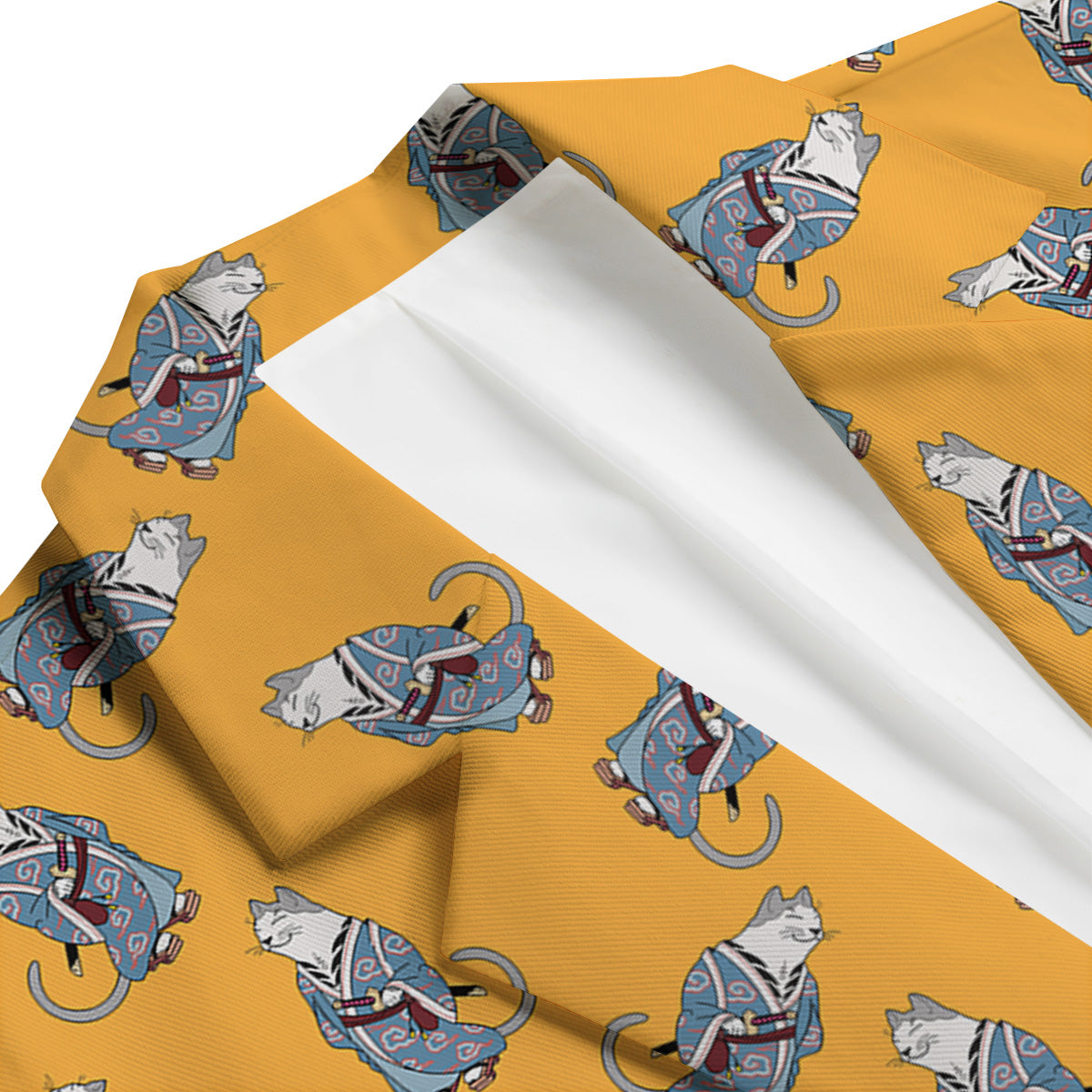 Samurai Cat Print Pattern Men's Blazer-grizzshop