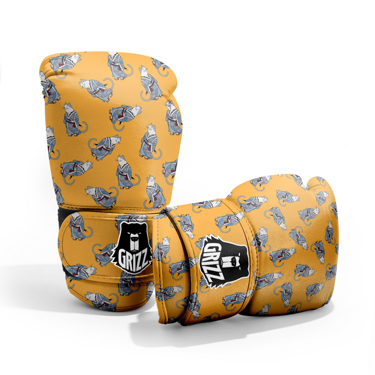 Samurai Cat Print Pattern Sparring Gloves-grizzshop