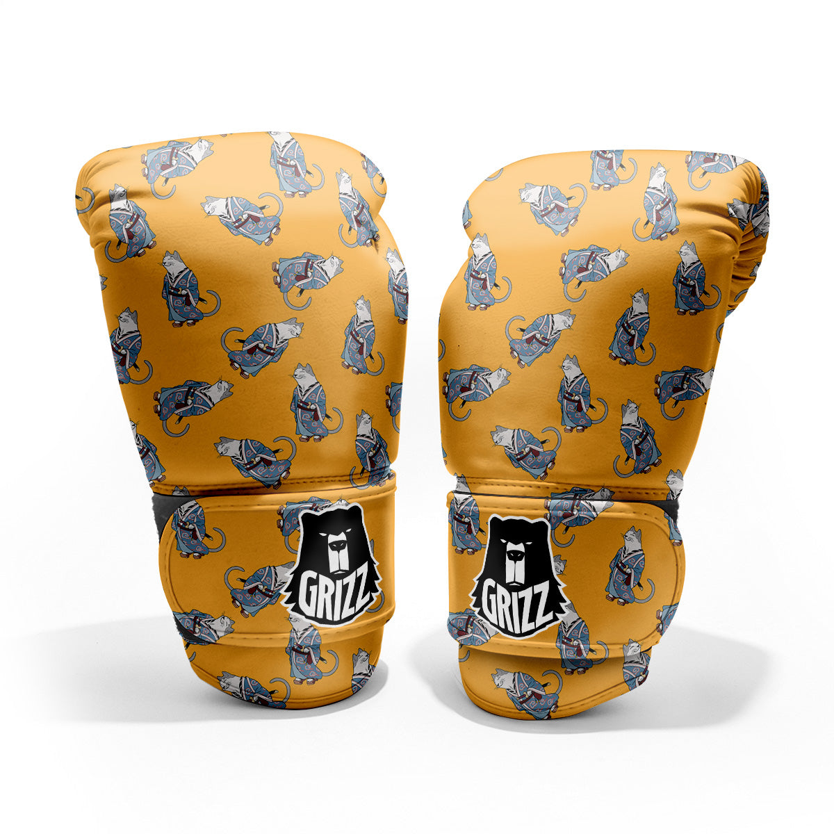 Samurai Cat Print Pattern Sparring Gloves-grizzshop