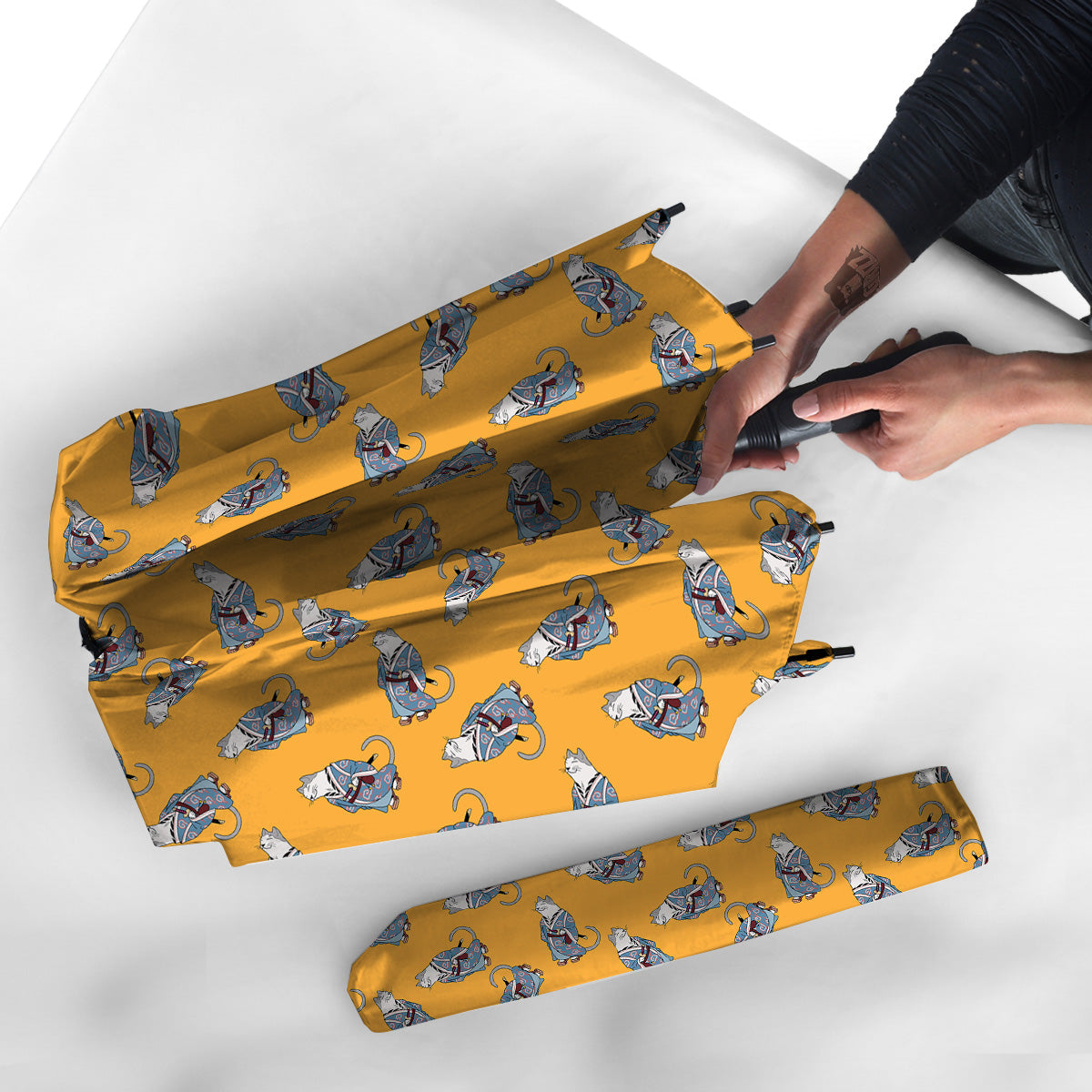 Samurai Cat Print Pattern Umbrella-grizzshop