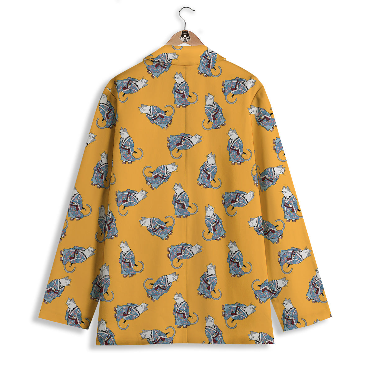 Samurai Cat Print Pattern Women's Blazer-grizzshop