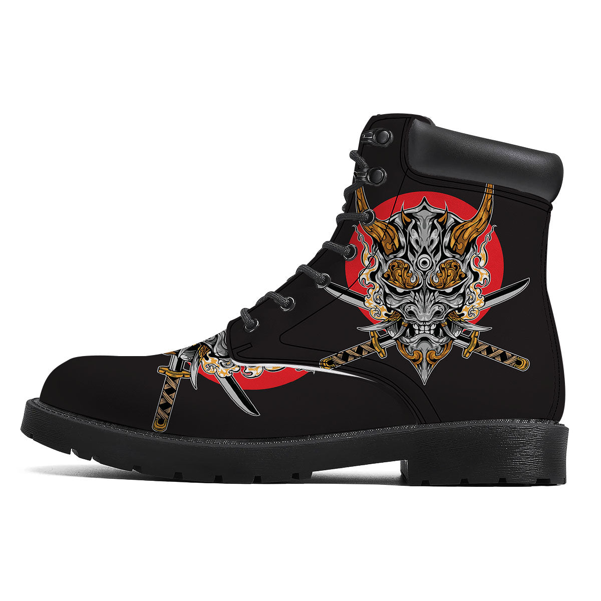 Samurai Demon Print Boots-grizzshop