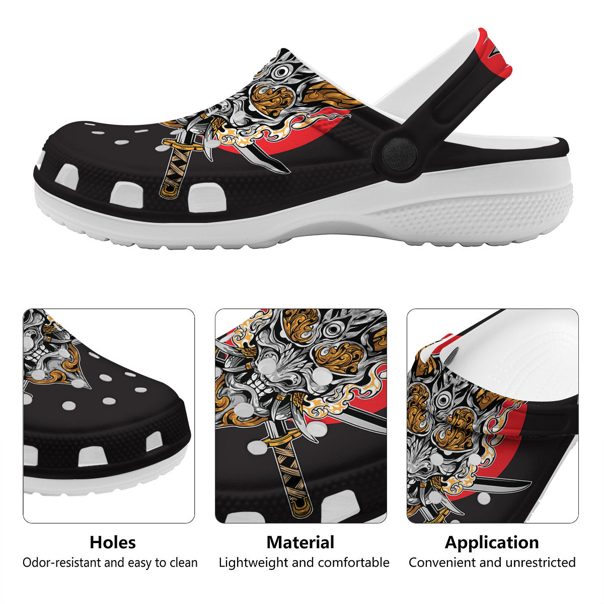 Samurai Demon Print Clog-grizzshop