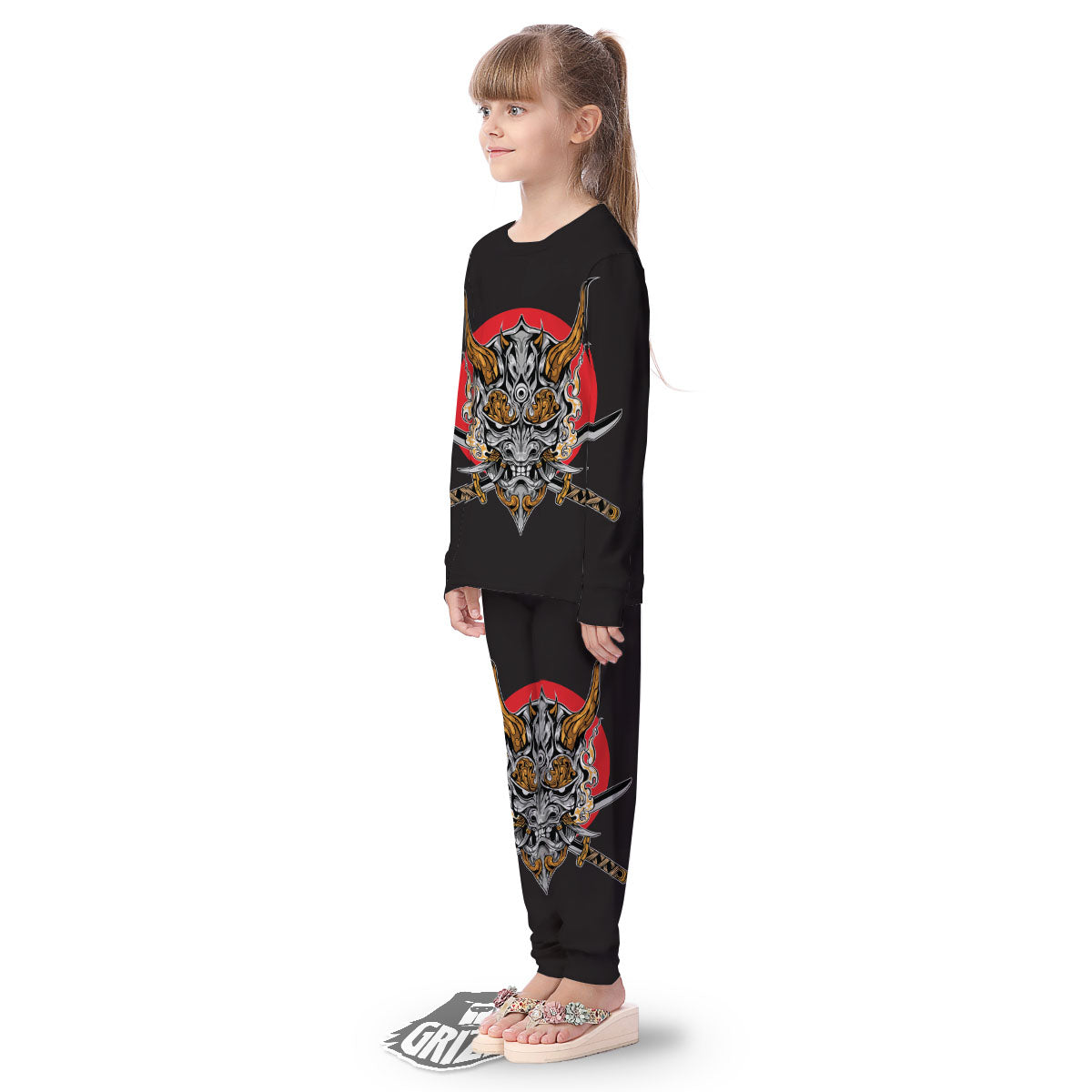 Samurai Demon Print Kid's Pajamas-grizzshop