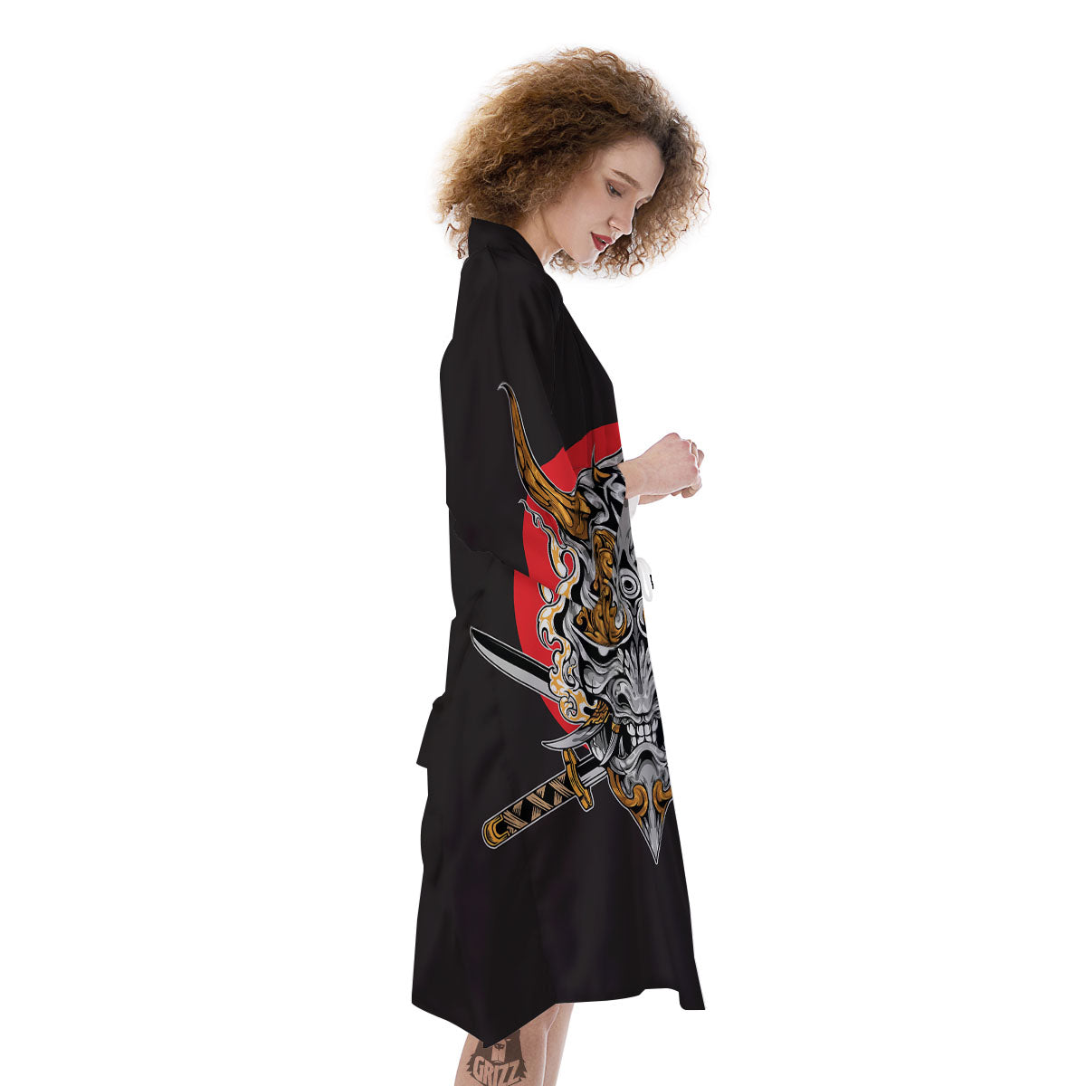 Samurai Demon Print Kimono-grizzshop