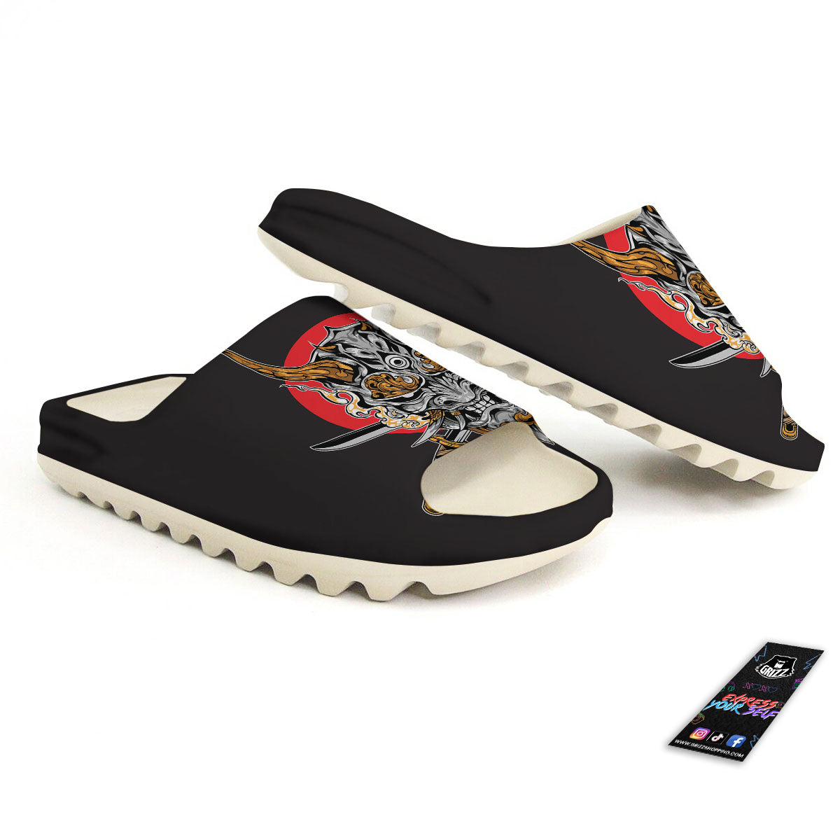 Samurai Demon Print Sandals-grizzshop