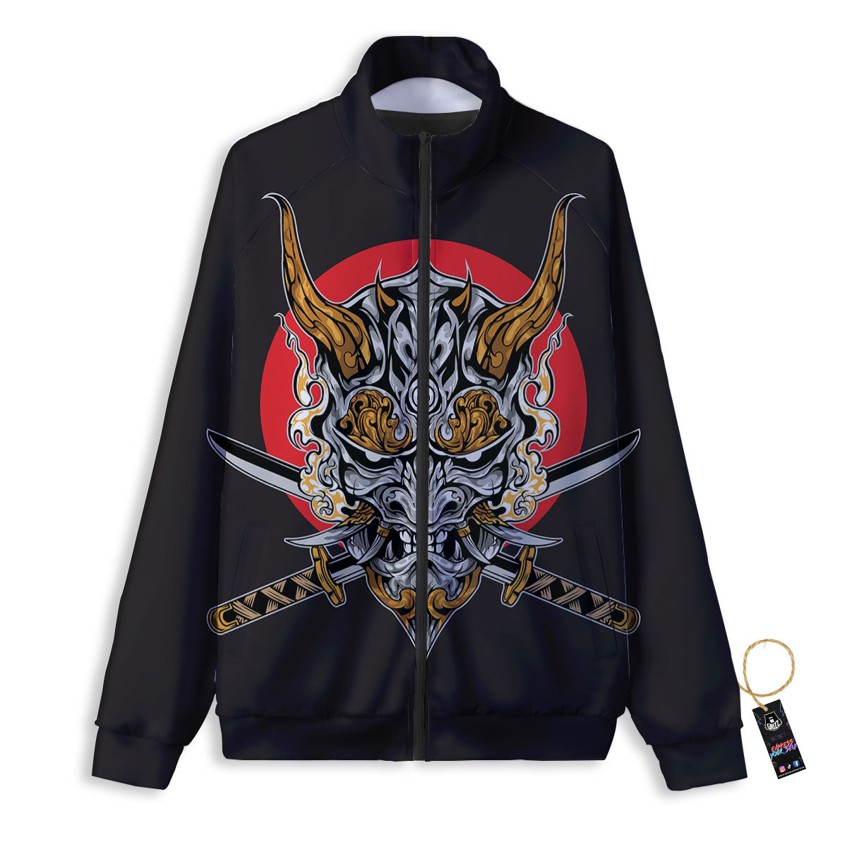 Samurai Demon Print Track Jacket-grizzshop