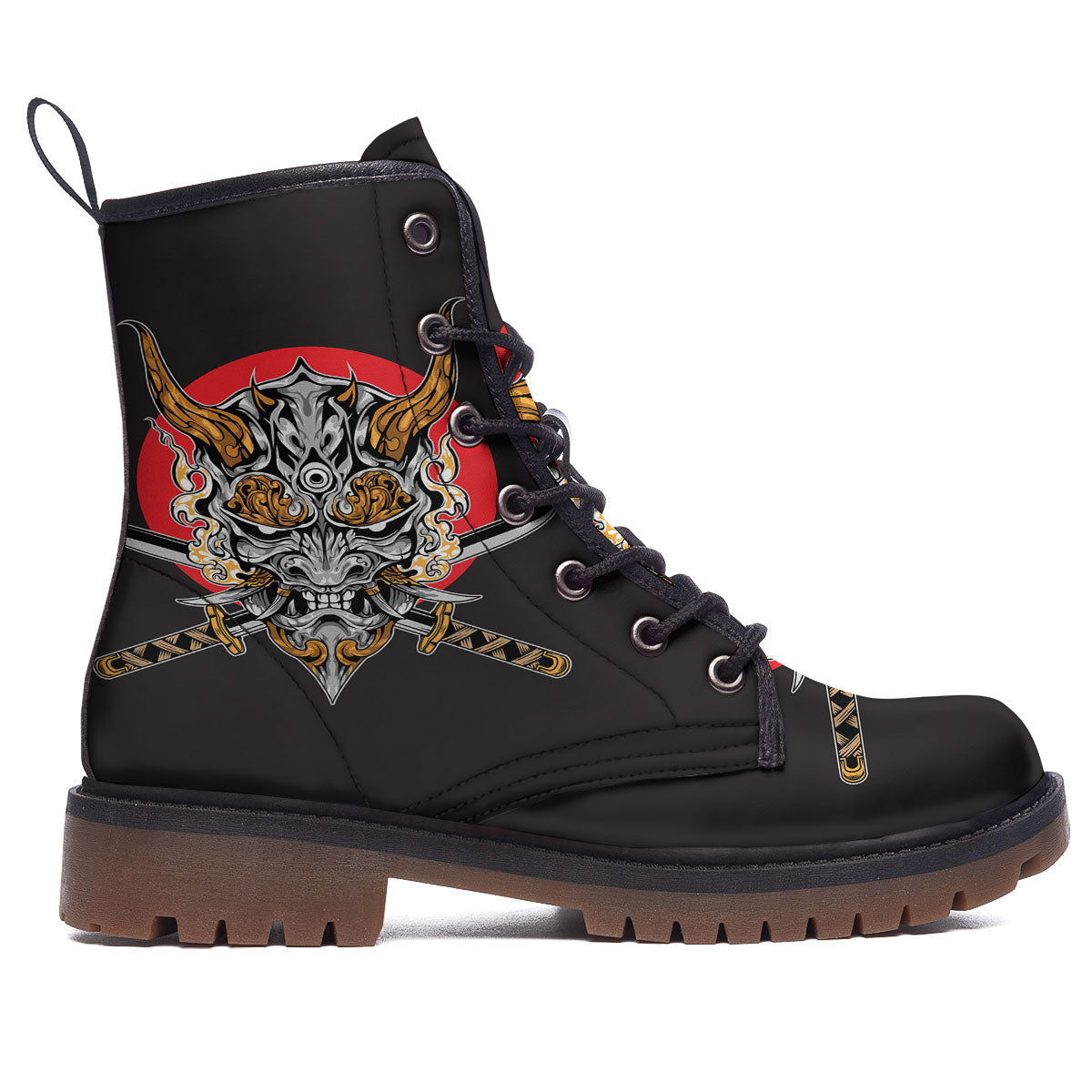 Samurai Demon Print Work Boots-grizzshop