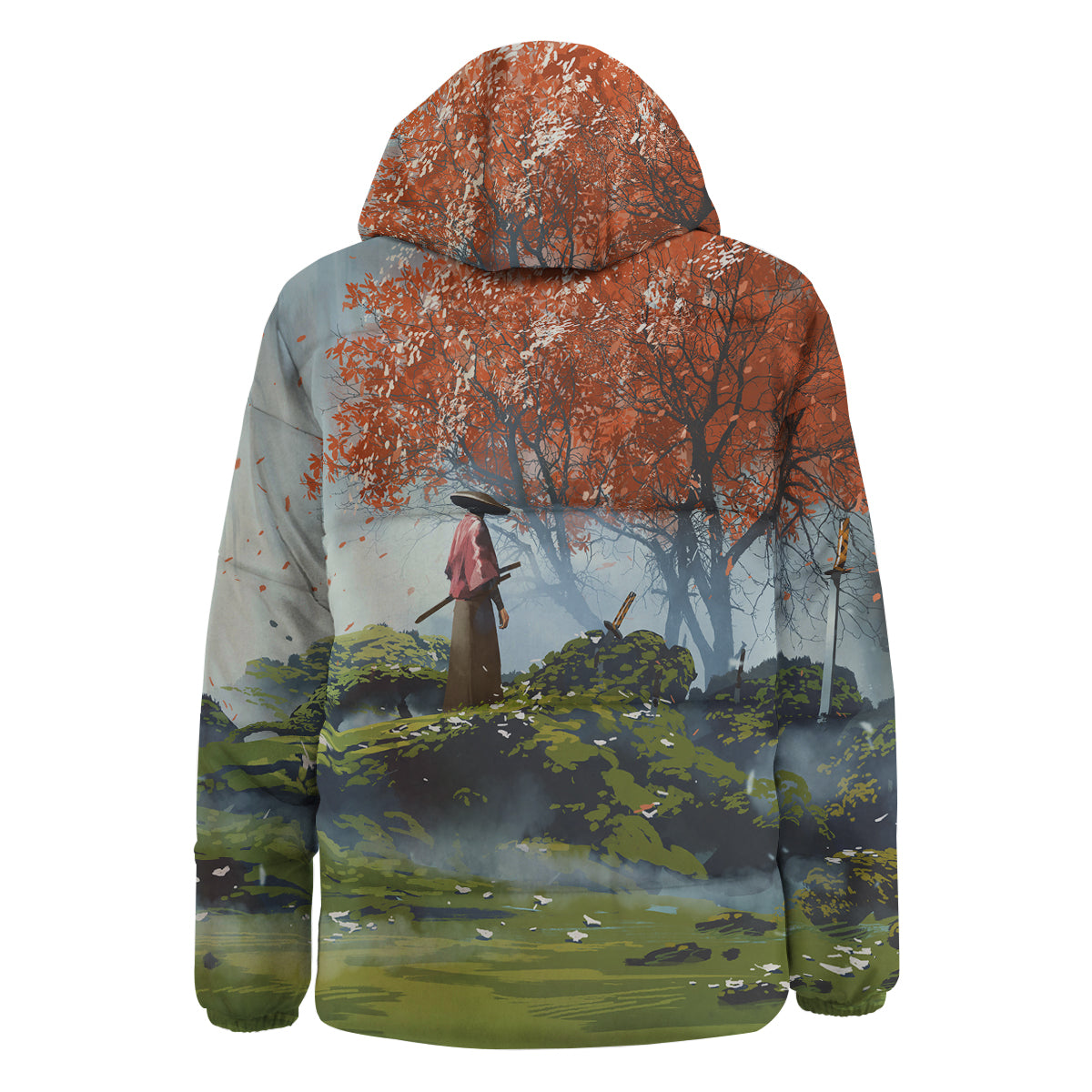 Samurai Fantasy Print Down Jacket-grizzshop