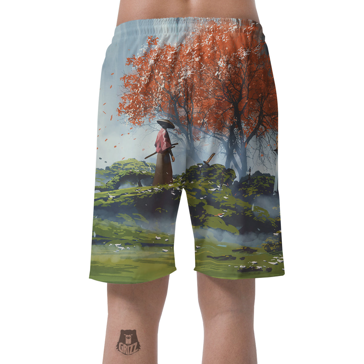Samurai Fantasy Print Men's Shorts-grizzshop