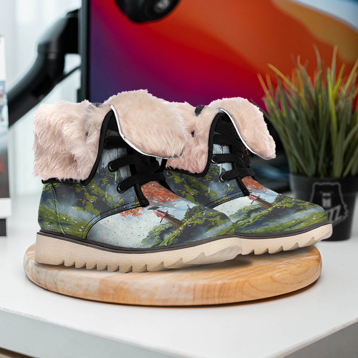 Samurai Fantasy Print Snow Boots-grizzshop