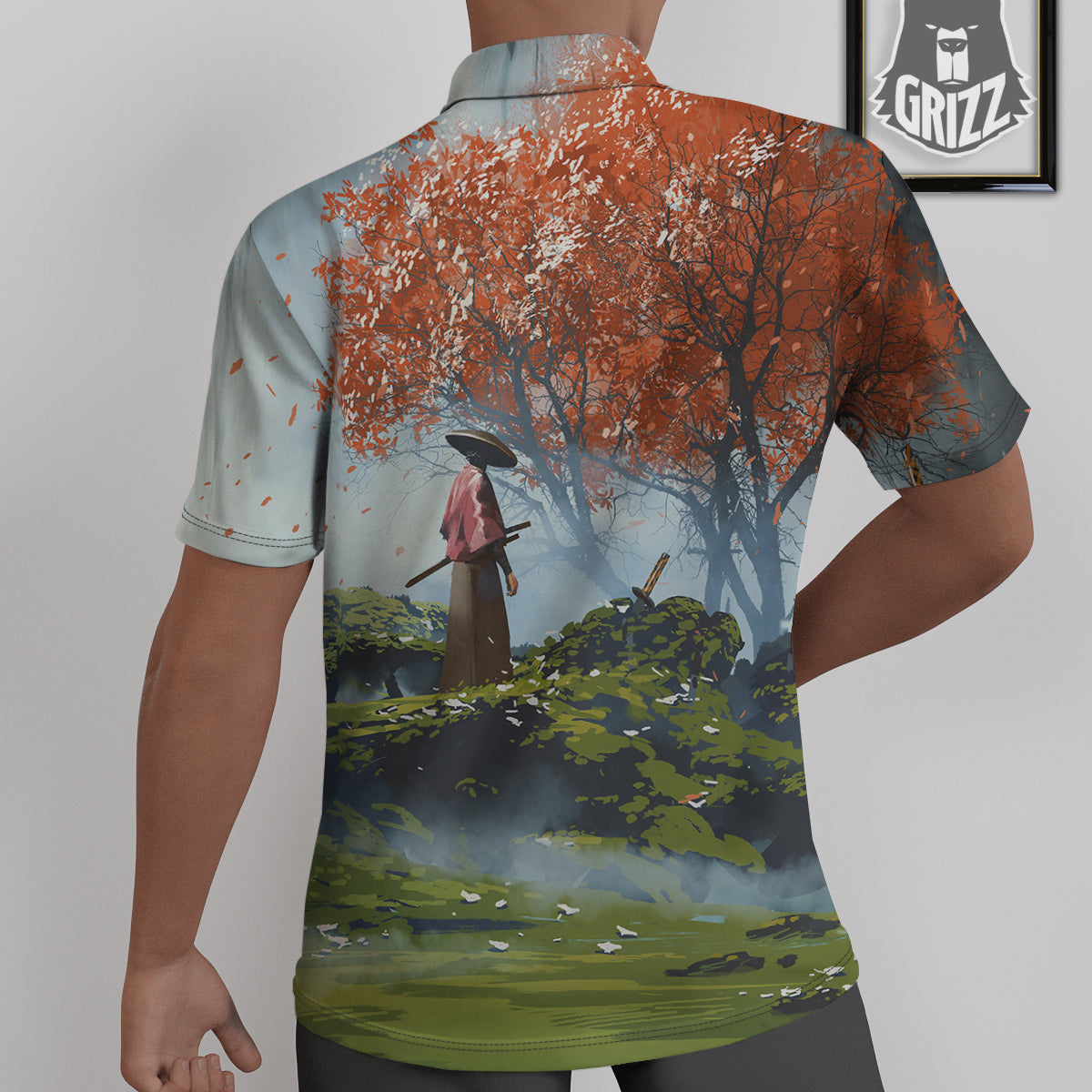 Samurai Fantasy Print Untucked Shirts-grizzshop