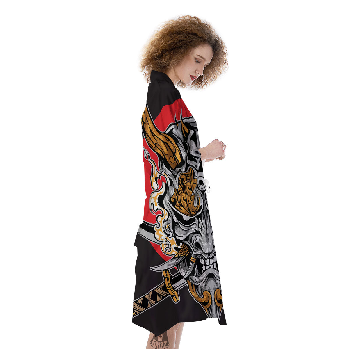 Samurai Ghost Japanese Print Kimono-grizzshop