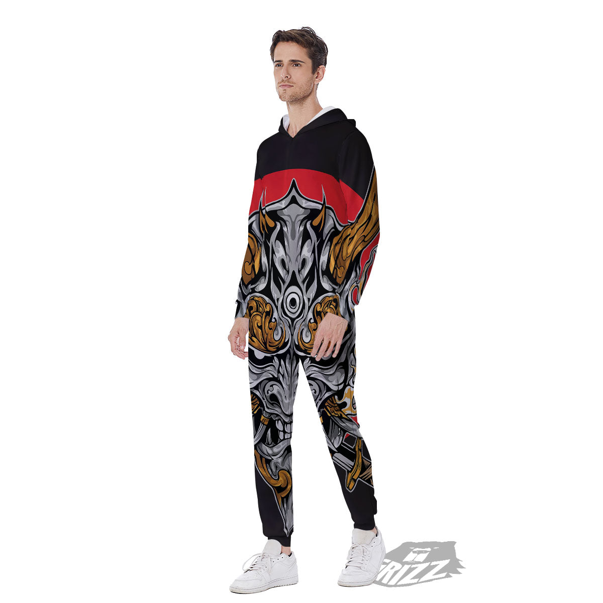 Samurai Ghost Japanese Print Men's Jumpsuit-grizzshop