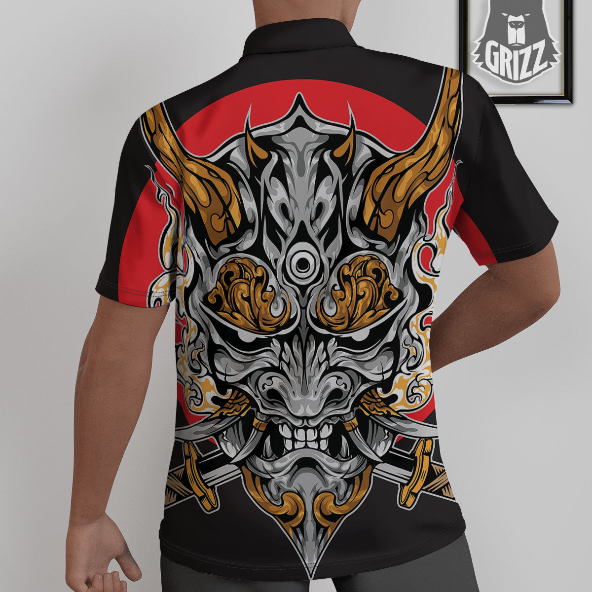 Samurai Ghost Japanese Print Untucked Shirts-grizzshop