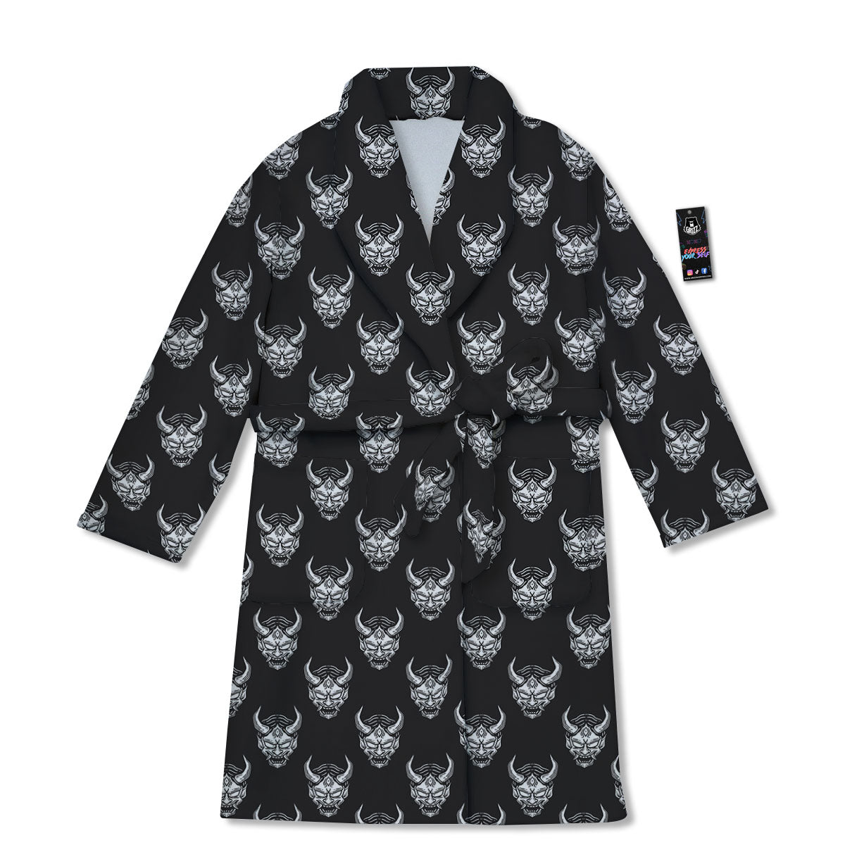 Samurai Ghost Mask Print Pattern Bathrobe-grizzshop