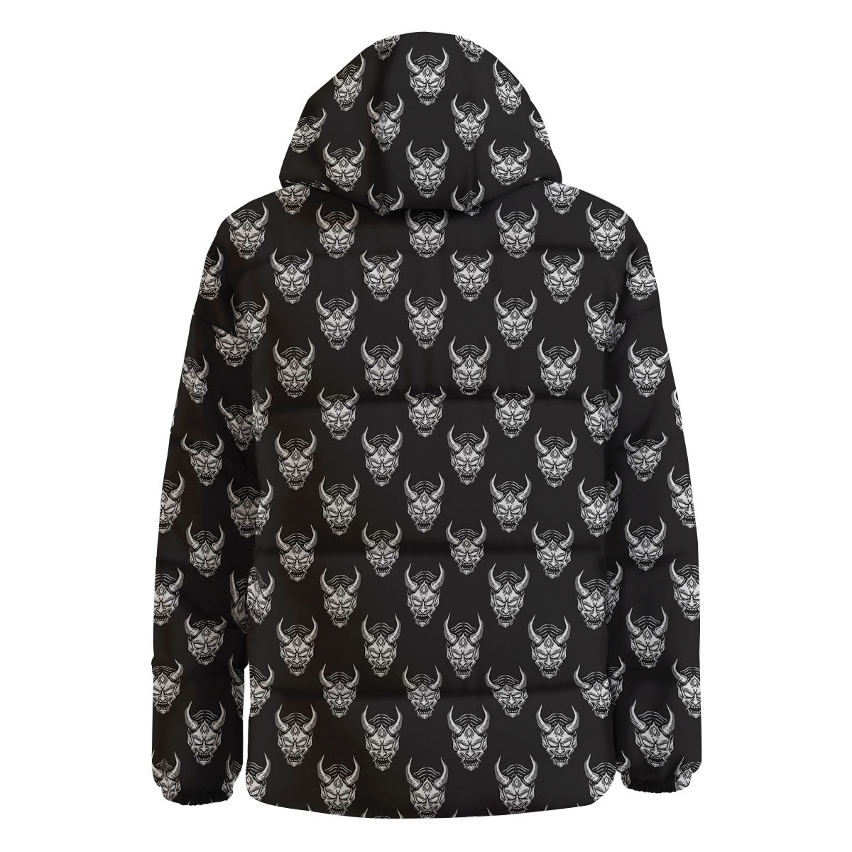 Samurai Ghost Mask Print Pattern Down Jacket-grizzshop