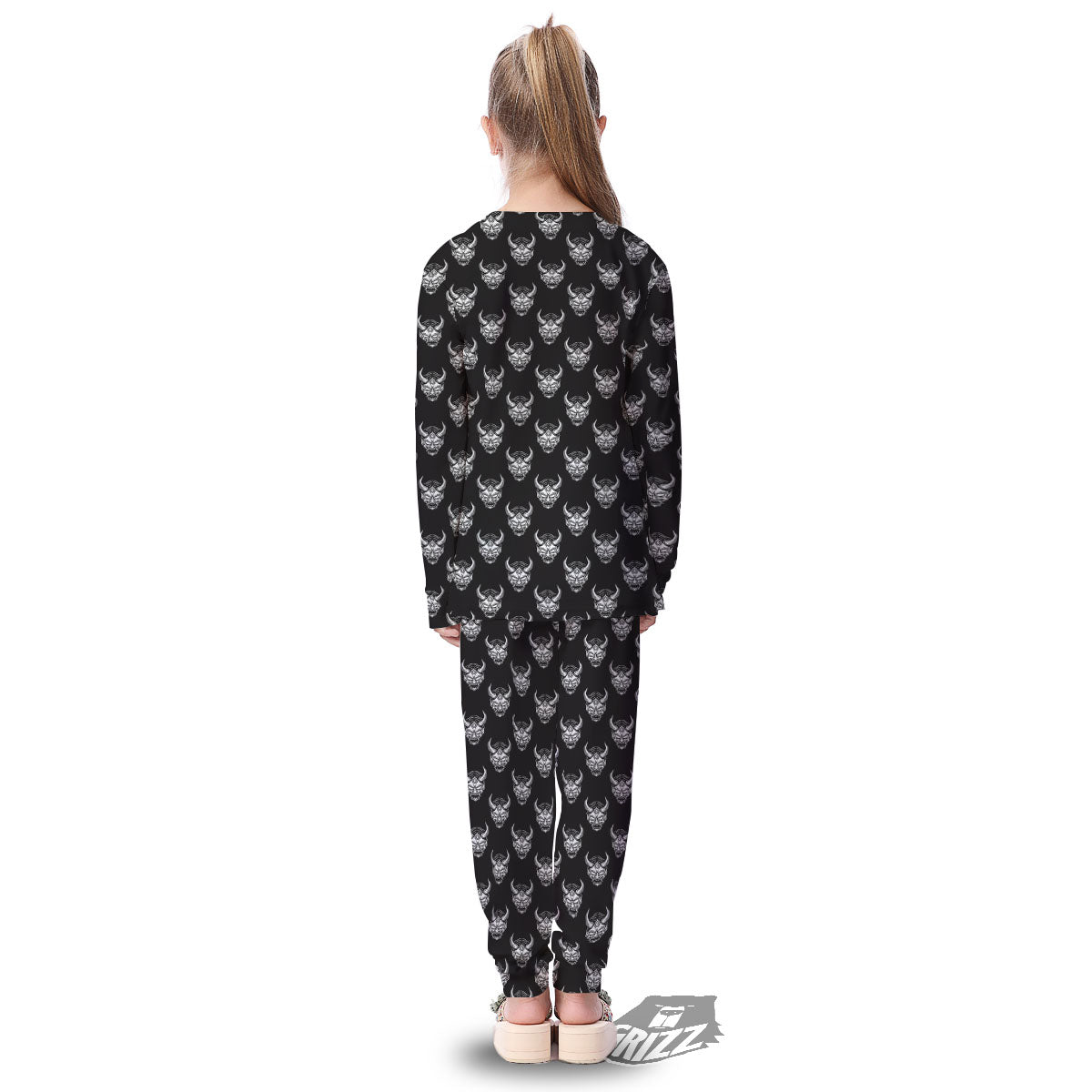 Samurai Ghost Mask Print Pattern Kid's Pajamas-grizzshop