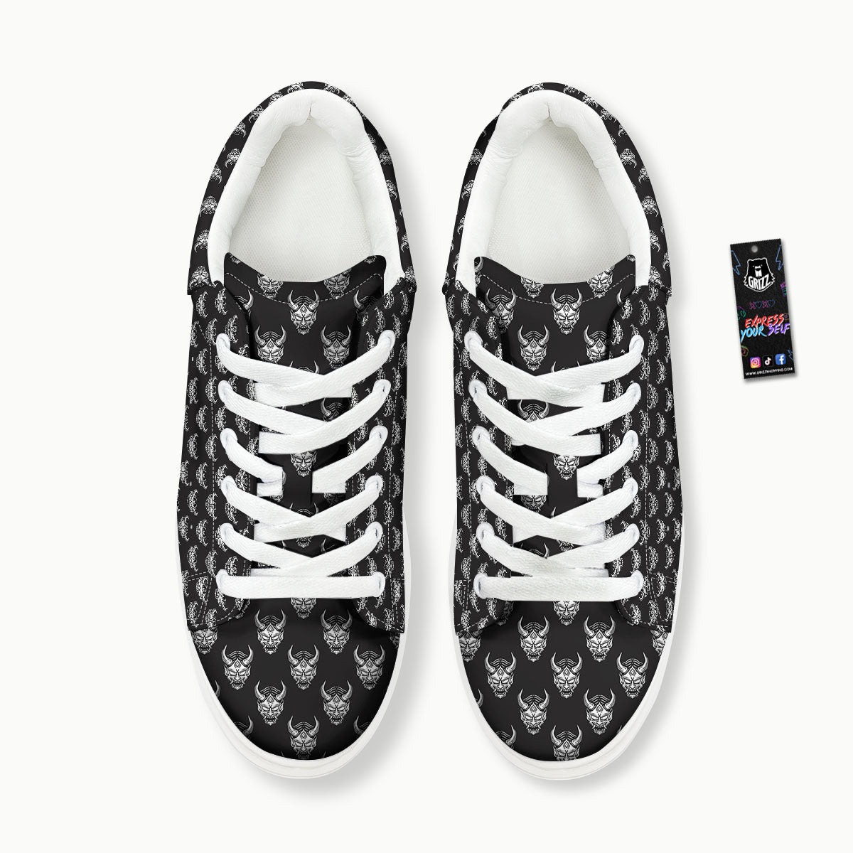 Samurai Ghost Mask Print Pattern Platform Shoes-grizzshop