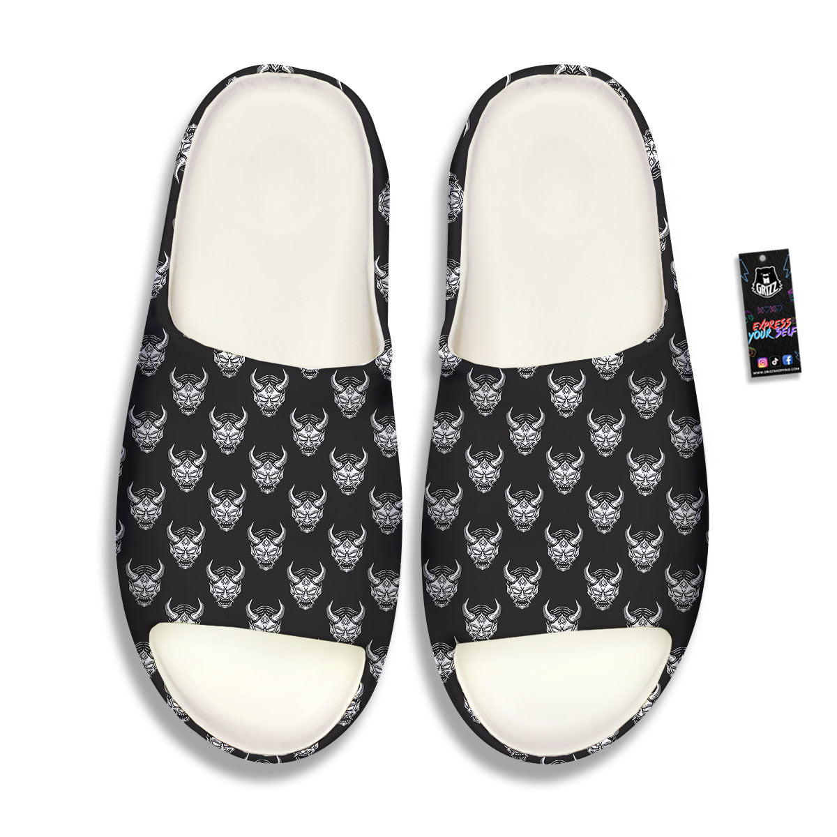 Samurai Ghost Mask Print Pattern Sandals-grizzshop