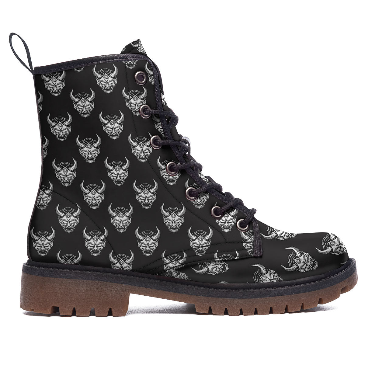 Samurai Ghost Mask Print Pattern Work Boots-grizzshop