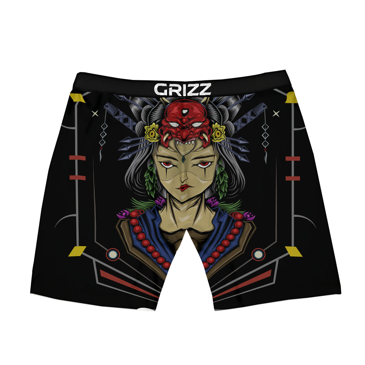 Samurai Girl Japanese Print Boxer Briefs-grizzshop