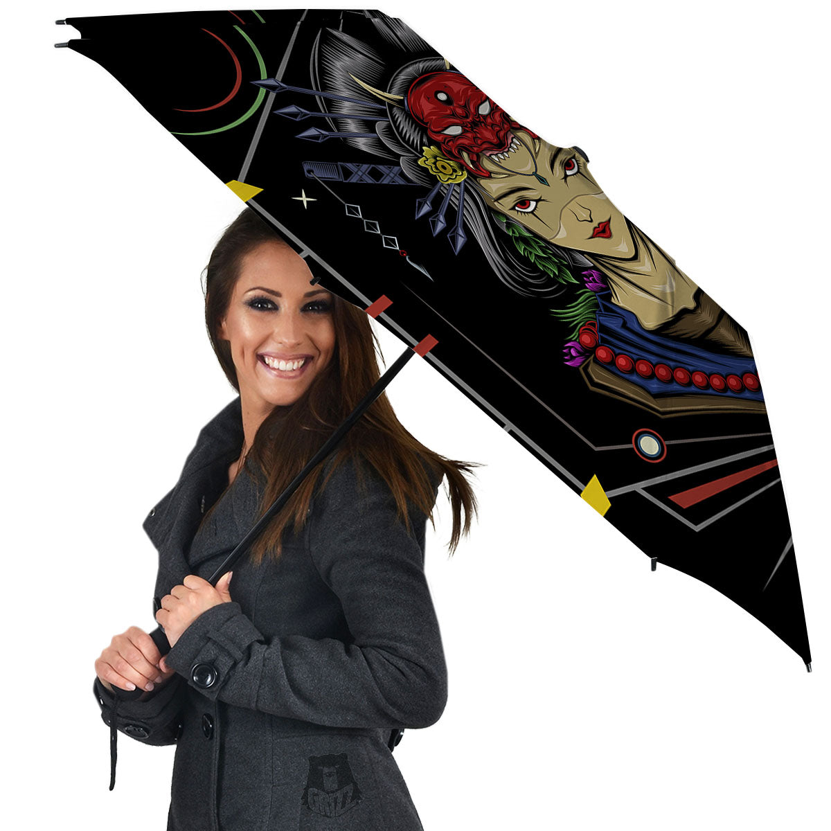 Samurai Girl Japanese Print Umbrella-grizzshop
