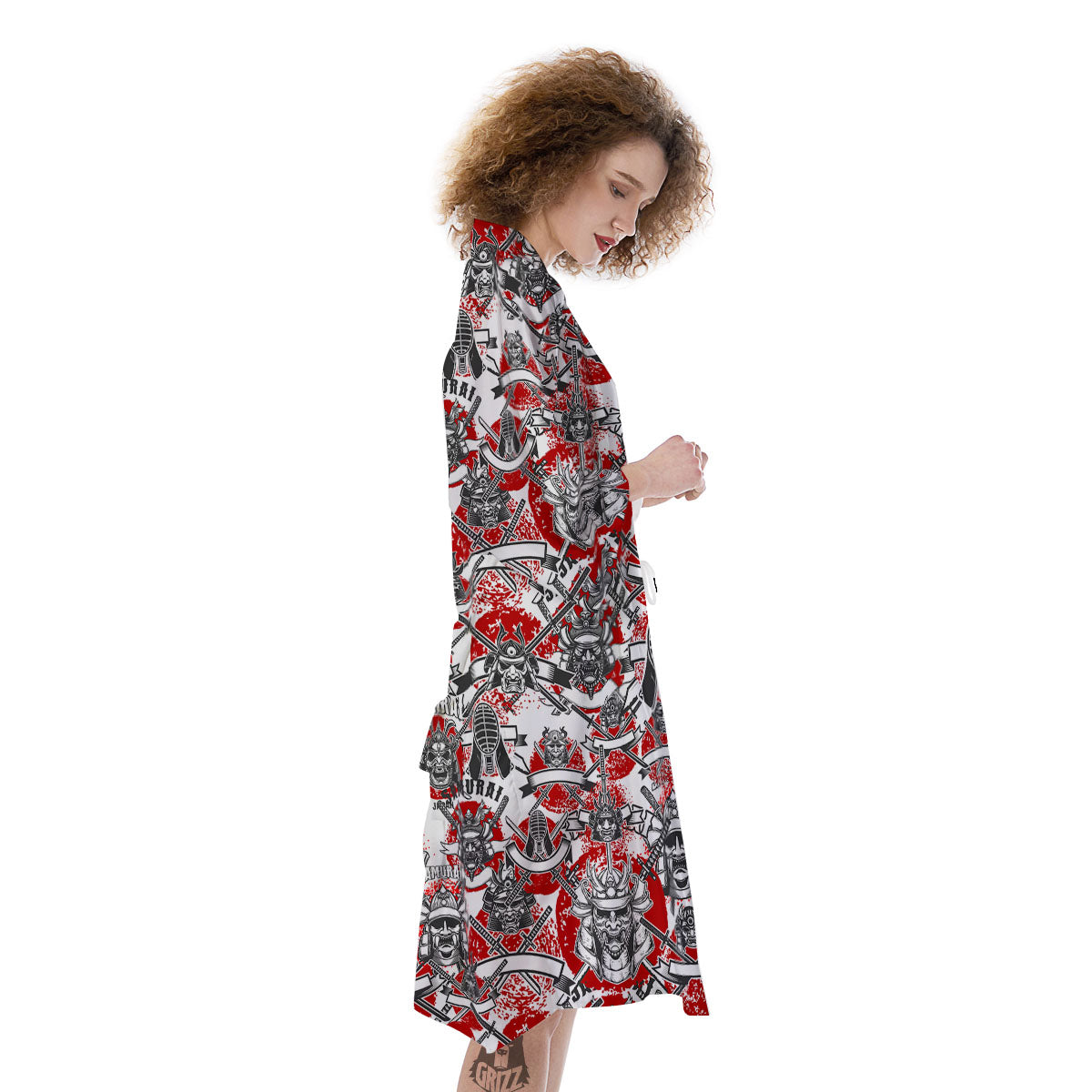 Samurai Japanese Print Pattern Kimono-grizzshop