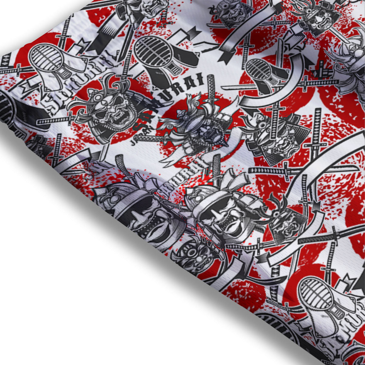 Samurai Japanese Print Pattern Mesh Shorts