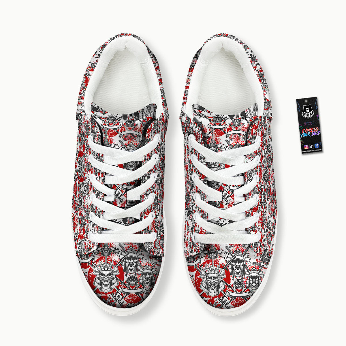 Samurai Japanese Print Pattern Platform Shoes-grizzshop
