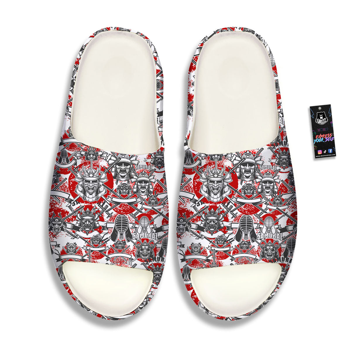 Samurai Japanese Print Pattern Sandals-grizzshop