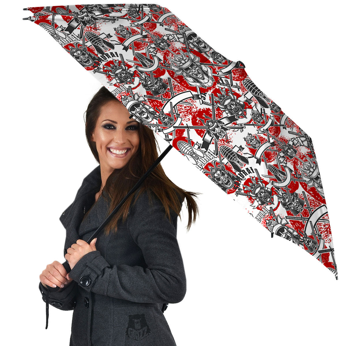 Samurai Japanese Print Pattern Umbrella-grizzshop