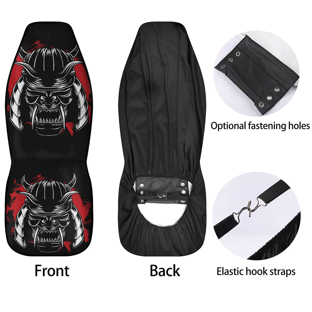 Samurai Mask Old Japanese Print Car Seat Covers-grizzshop