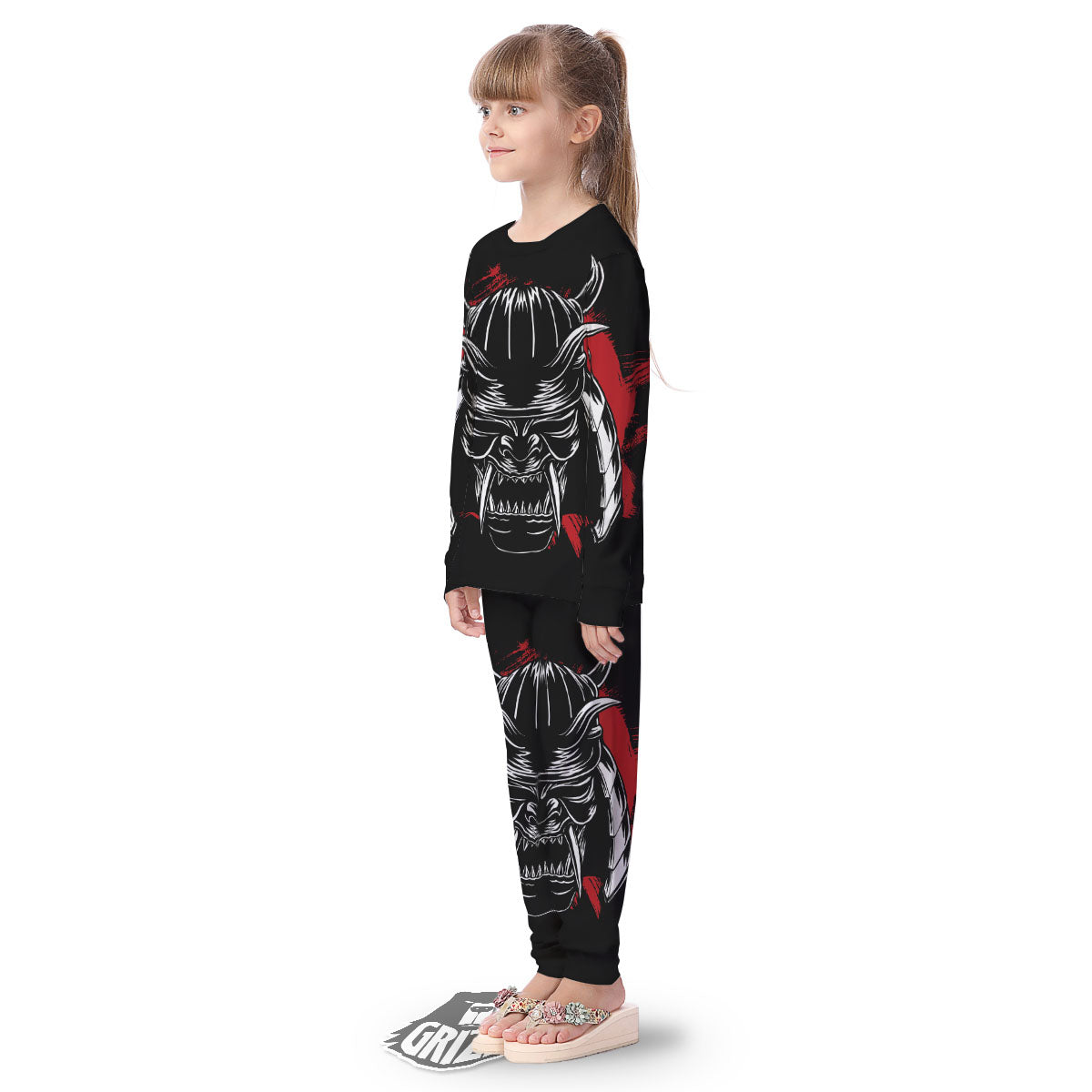 Samurai Mask Old Japanese Print Kid's Pajamas-grizzshop