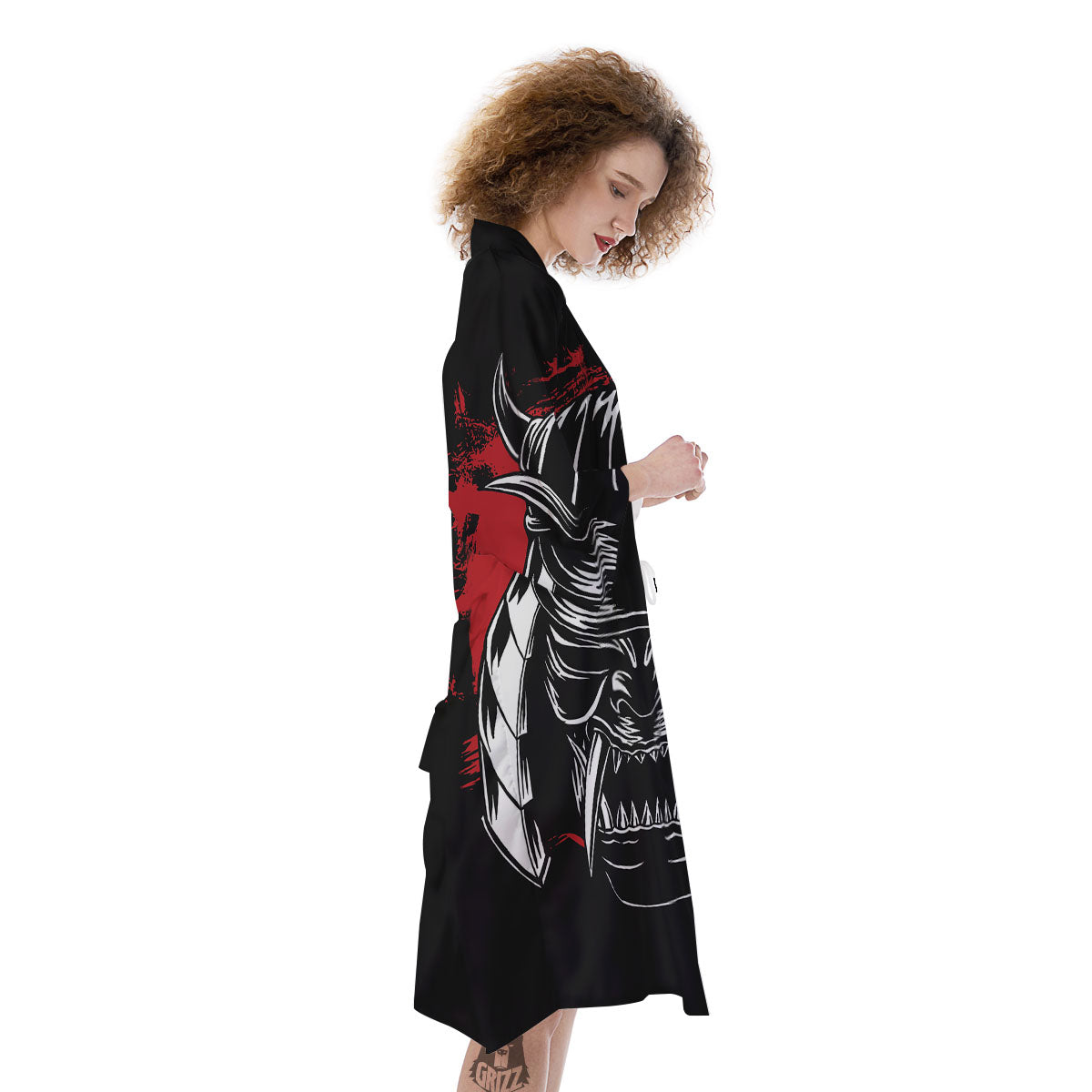 Samurai Mask Old Japanese Print Kimono-grizzshop