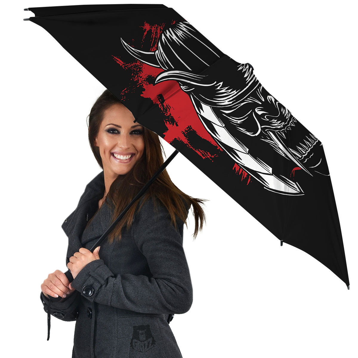 Samurai Mask Old Japanese Print Umbrella-grizzshop