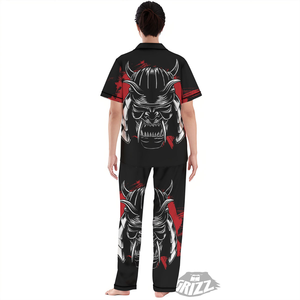 Samurai Mask Old Japanese Print Women's Pajamas Set-grizzshop