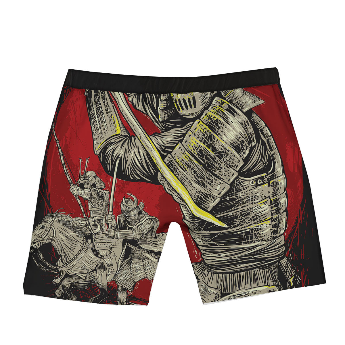 Samurai Red Moon Print Boxer Briefs-grizzshop