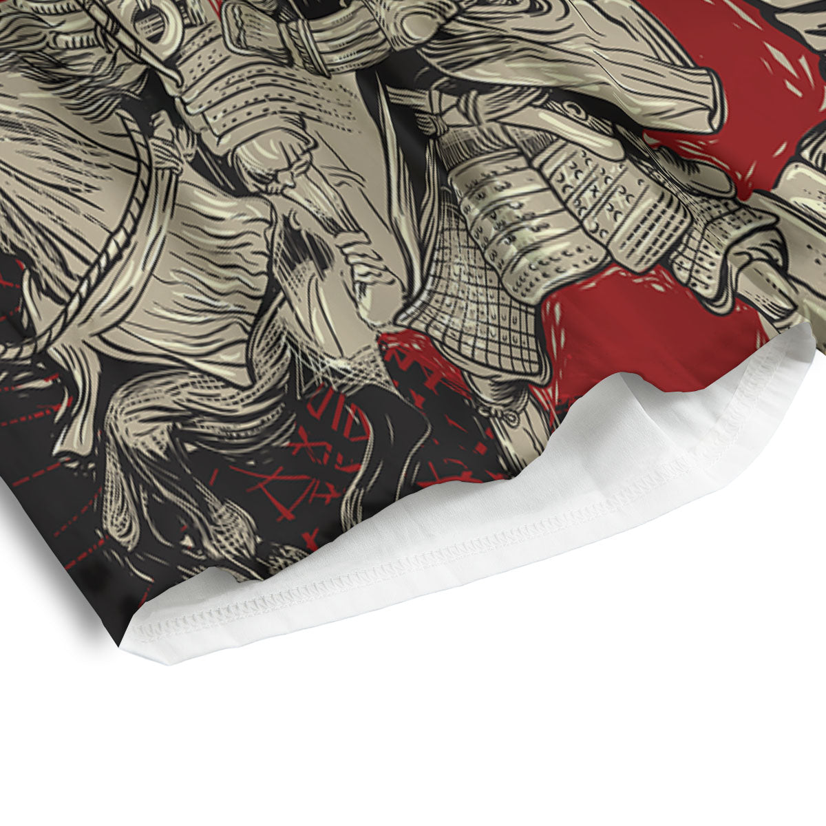 Samurai Red Moon Print Men's Athletic Shorts