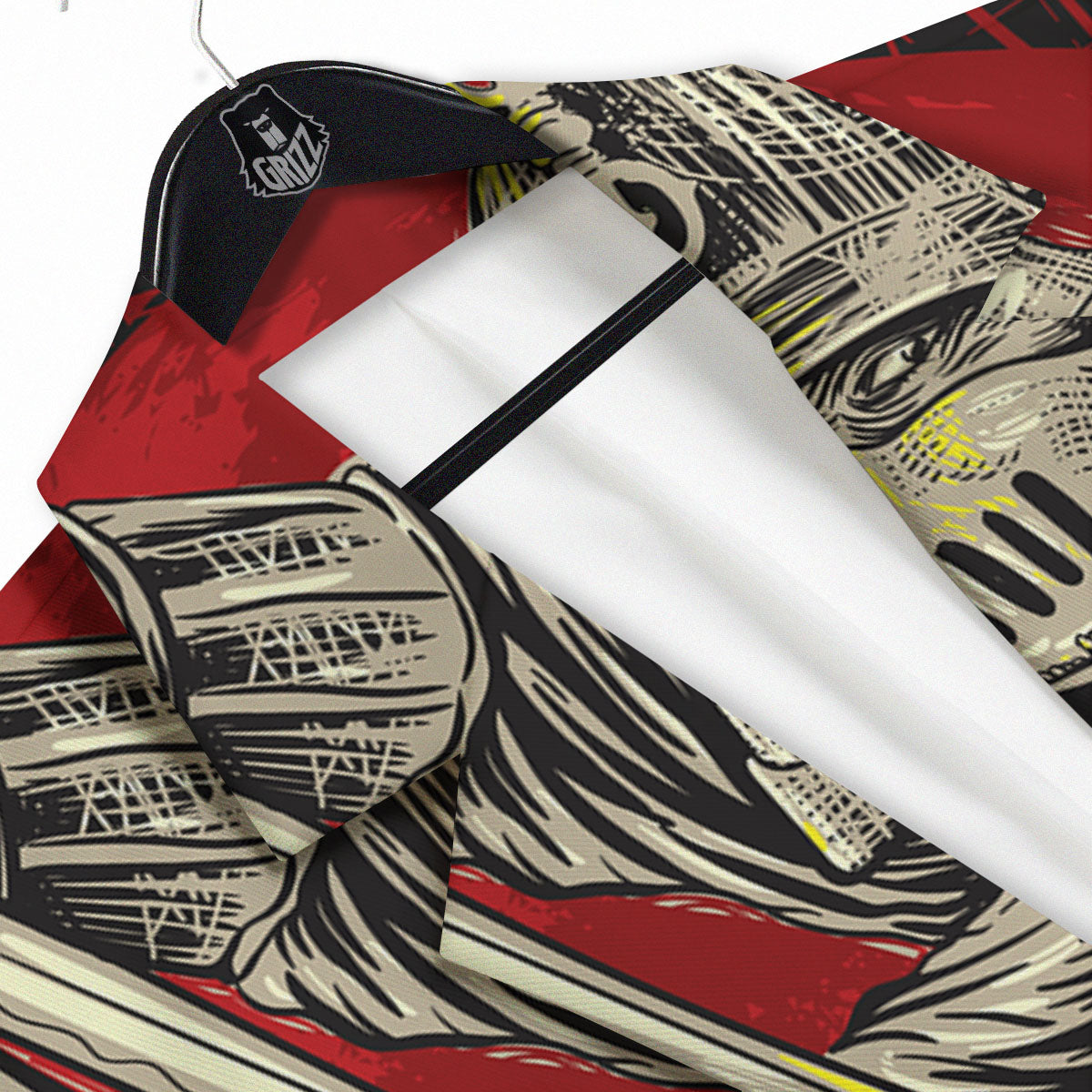 Samurai Red Moon Print Men's Sport Coat-grizzshop