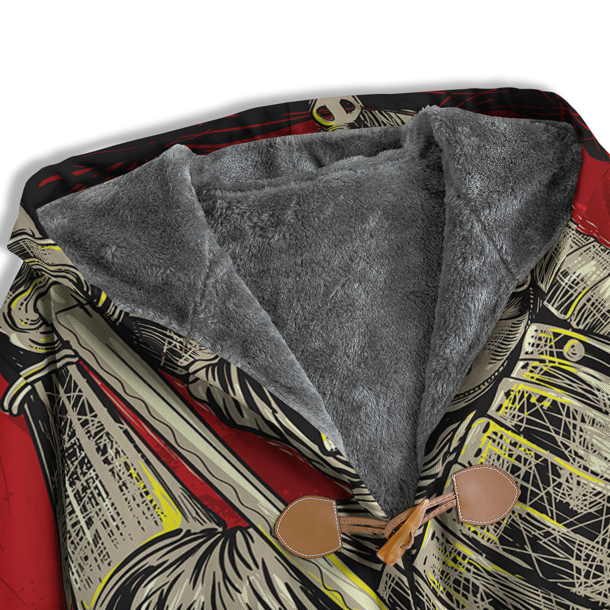 Samurai Red Moon Print Men's Windbreaker Jacket-grizzshop