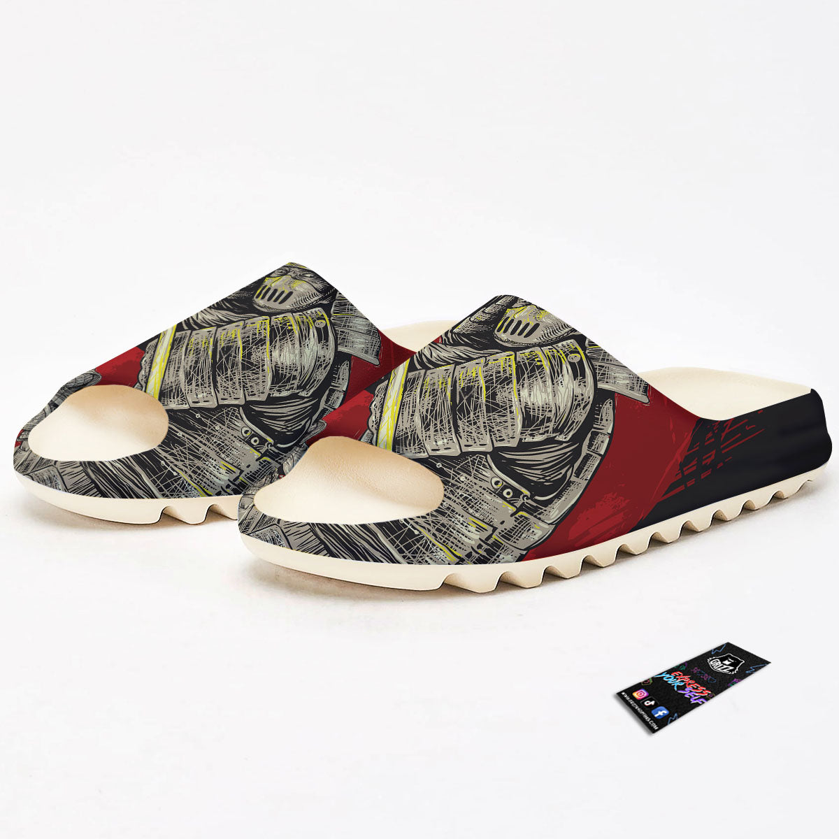 Samurai Red Moon Print Sandals-grizzshop