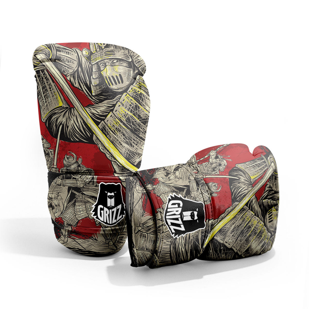 Samurai Red Moon Print Pro Boxing Glove