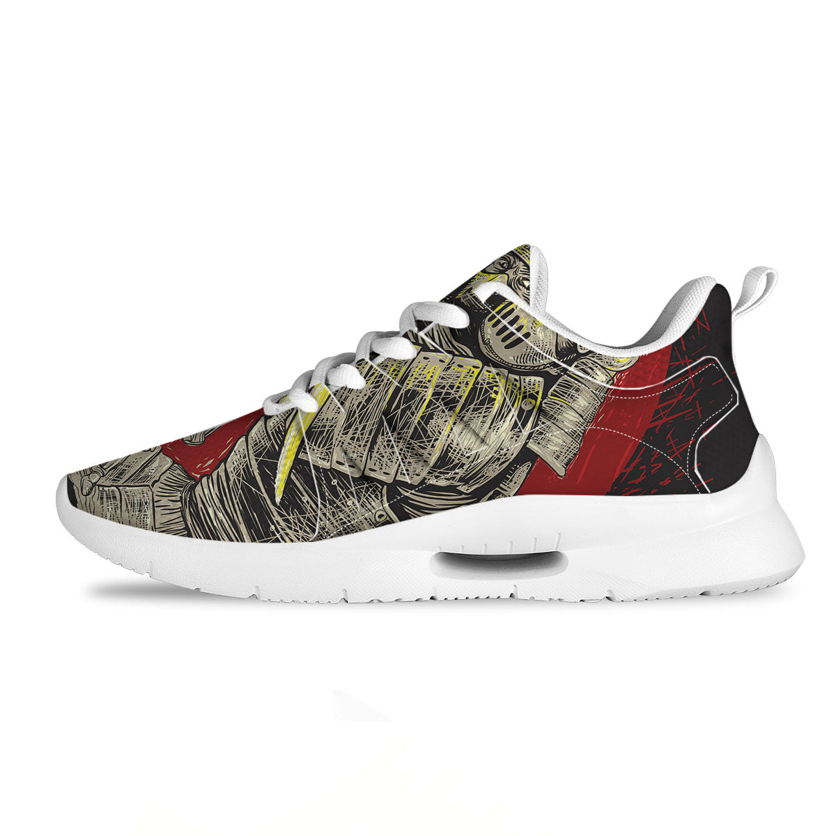 Samurai Red Moon Print Tennis Shoes-grizzshop