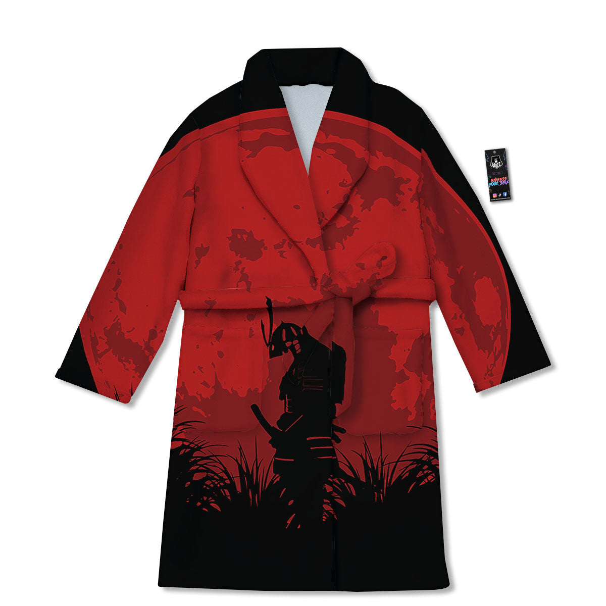 Samurai Red Sun Print Bathrobe-grizzshop