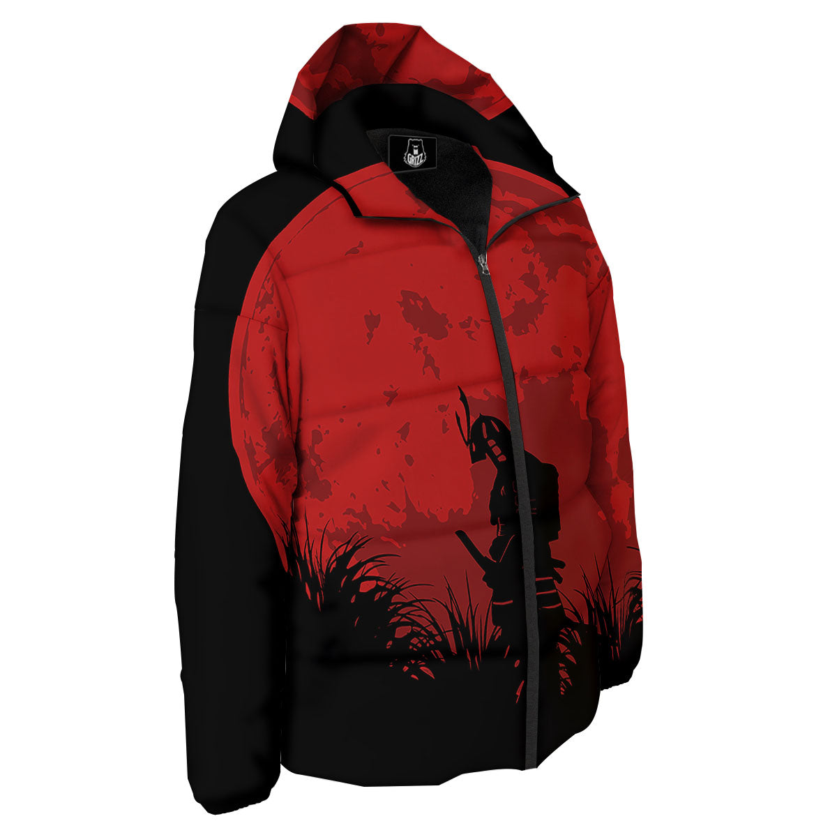 Samurai Red Sun Print Down Jacket-grizzshop