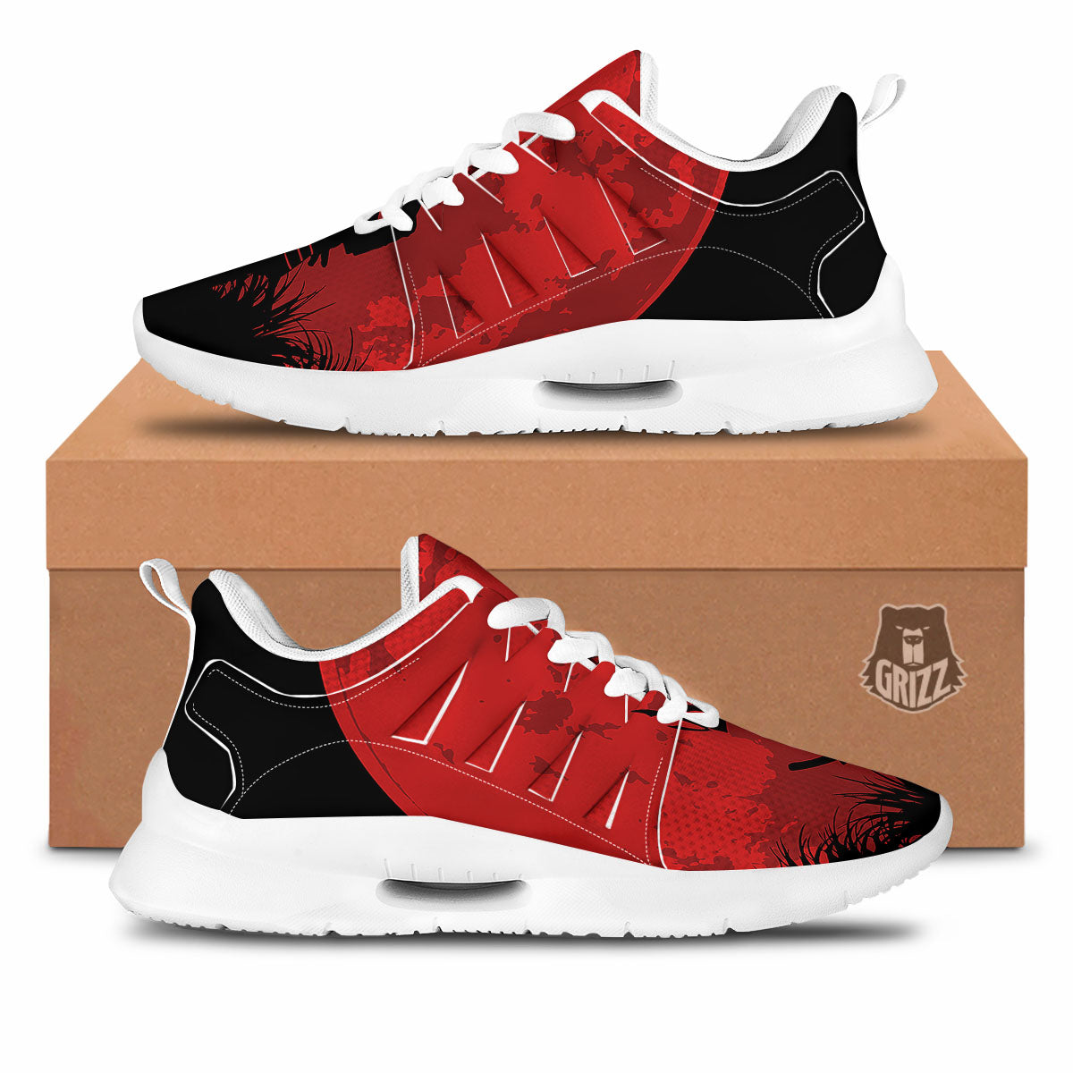 Samurai Red Sun Print Tennis Shoes-grizzshop