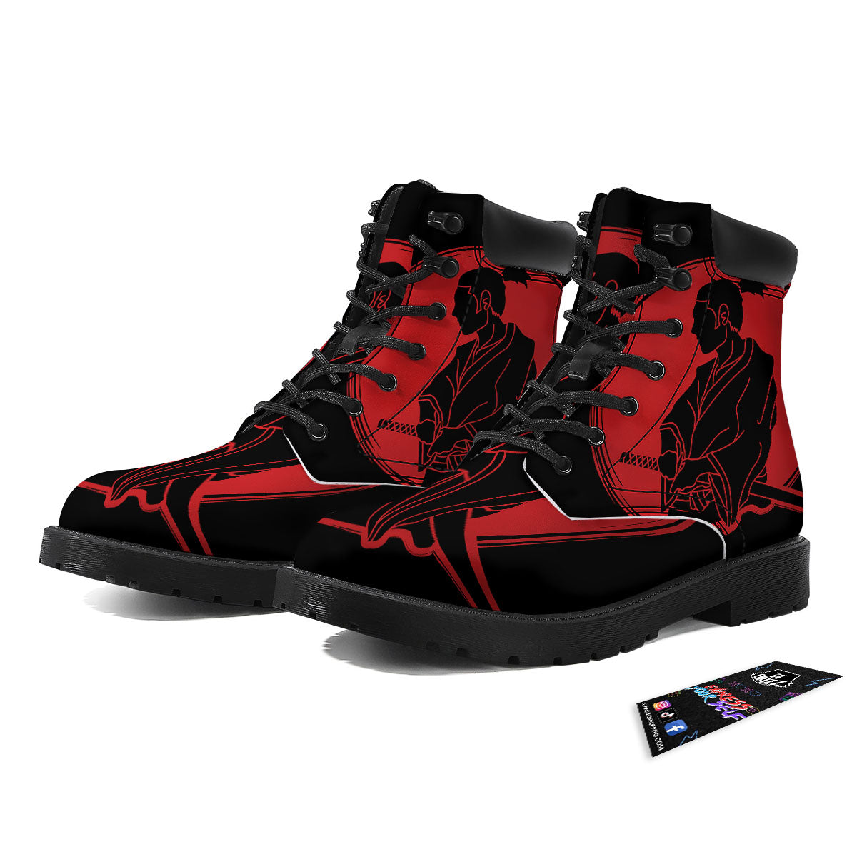 Samurai Red Sunset Print Boots-grizzshop