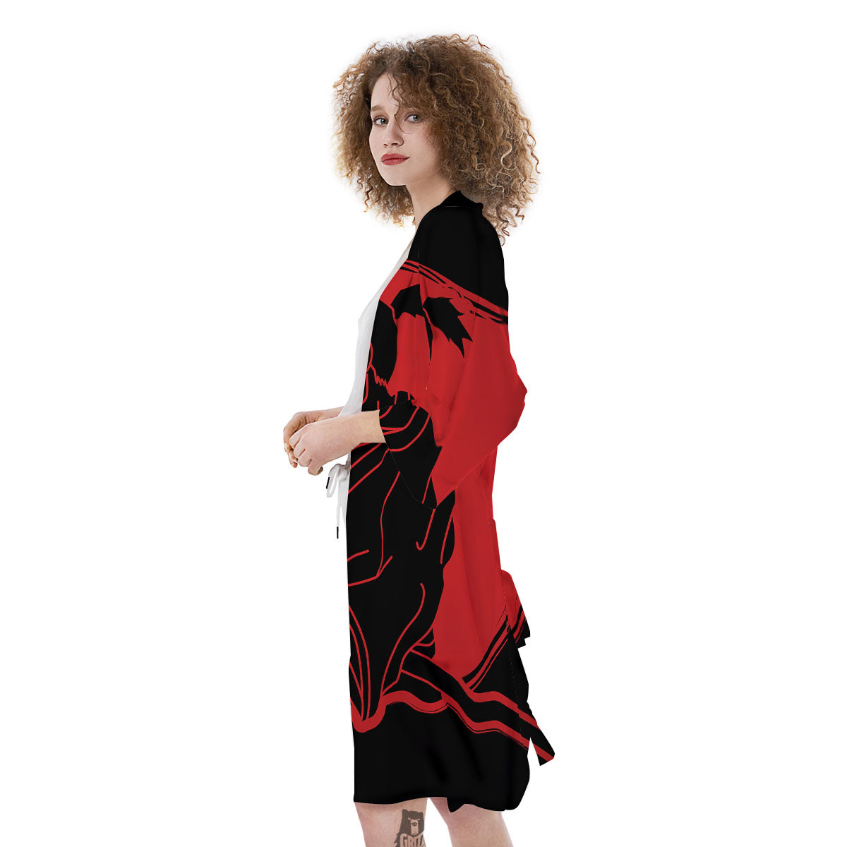 Samurai Red Sunset Print Kimono-grizzshop