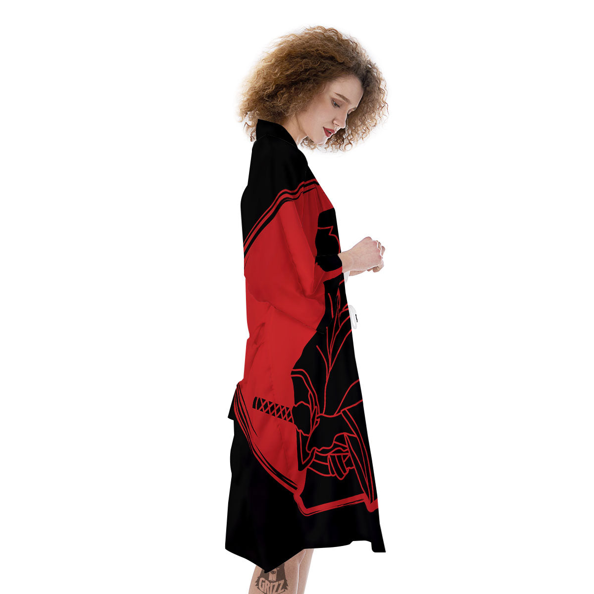 Samurai Red Sunset Print Kimono-grizzshop